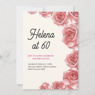 Vintage Roses 60th Birthday Invitation