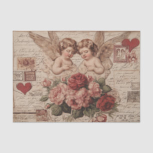 Vintage Roses and Cherubs Tissue Paper