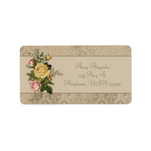 Vintage Roses and Damask Label