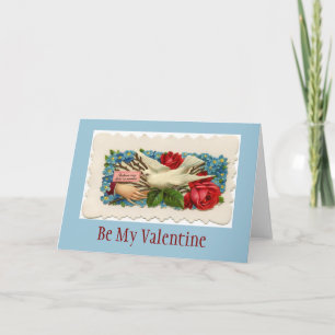 Vintage Roses and Dove Be My Valentine Holiday Card