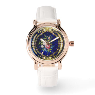 VINTAGE ROSES AND FLOWERS WITH PEARLS WATCH