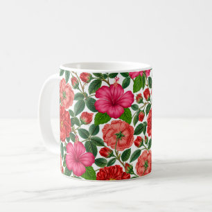 Vintage Roses and Hibiscus Garden Coffee Mug