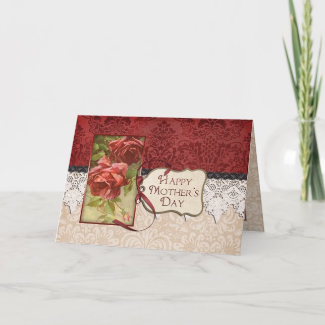 Vintage Roses and Lace Mother's Day Card (Front)