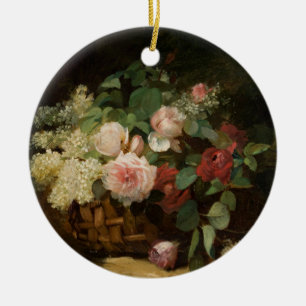 Vintage Roses and Lilac by Dominique Hubert Rozier Ceramic Ornament