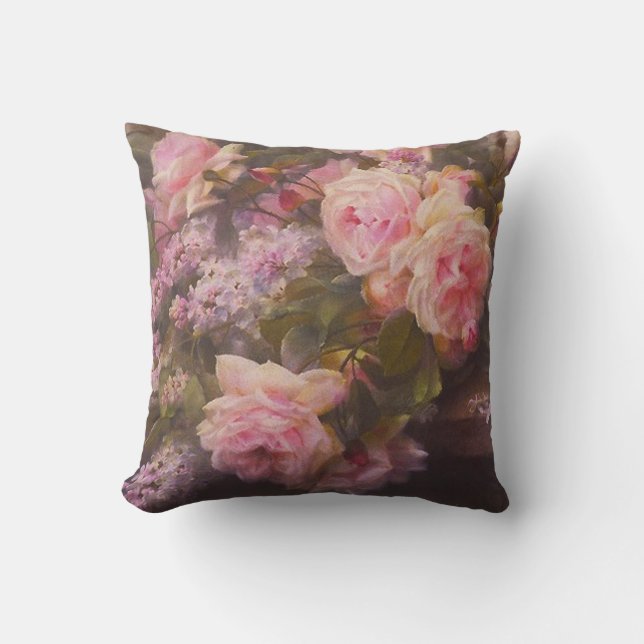 Vintage Roses and Lilacs Cushion (Front)