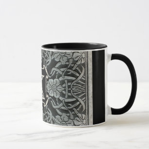 Vintage Roses And Lillies In Black Monogram Mug