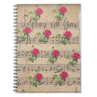 Vintage Roses and Music Sheet Notebook