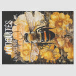 Vintage Roses and Queen Bee Decoupage Tissue Paper<br><div class="desc">Vintage queen bee and yellow roses with French cursive script faded into background. Perfect for arts,  crafts,  furniture decoupage,  scrapbooking,  junk journalling and much more!</div>