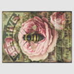 Vintage Roses and Queen Bee Decoupage Tissue Paper<br><div class="desc">Vintage queen bee and pink roses with "Bee Hive" vintage ad from the Bee Hive Starch Company. Perfect for arts,  crafts,  furniture decoupage,  scrapbooking,  junk journalling and much more!</div>