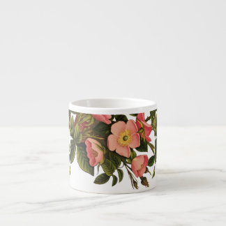 Vintage Roses Beautiful Pink Botanical Espresso Cup