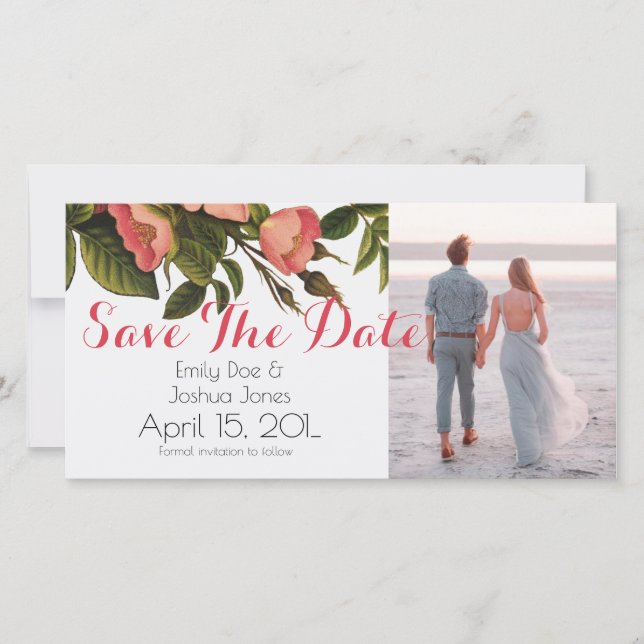 Vintage Roses Beautiful Pink Botanical Save The Date (Front)