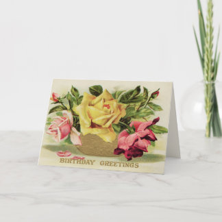 Vintage Roses Birthday Card