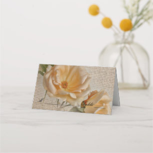Vintage Roses & Burlap - Wedding Place Cards