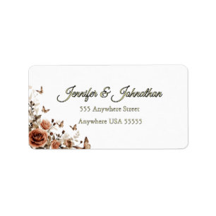 Vintage Roses & Butterflies Wedding Label