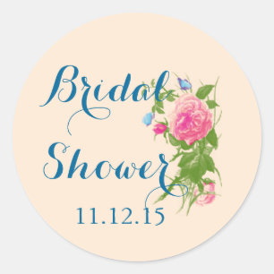 Vintage Roses   Butterfly Bridal Shower Sticker
