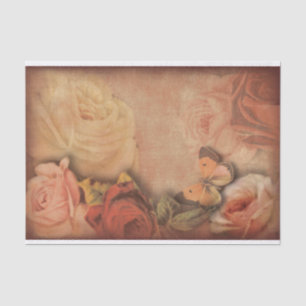 Vintage Roses & Butterfly Shabby Chic Tissue Paper