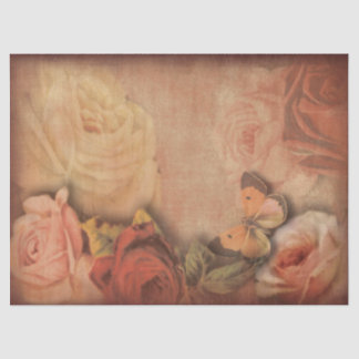 Vintage Roses & Butterfly Shabby Chic Tissue Paper