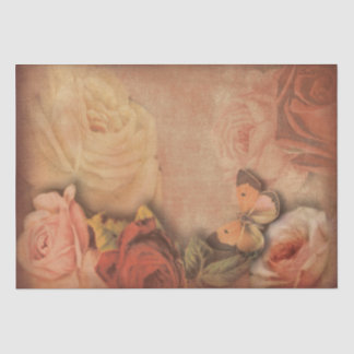 Vintage Roses & Butterfly Shabby Chic Tissue Paper