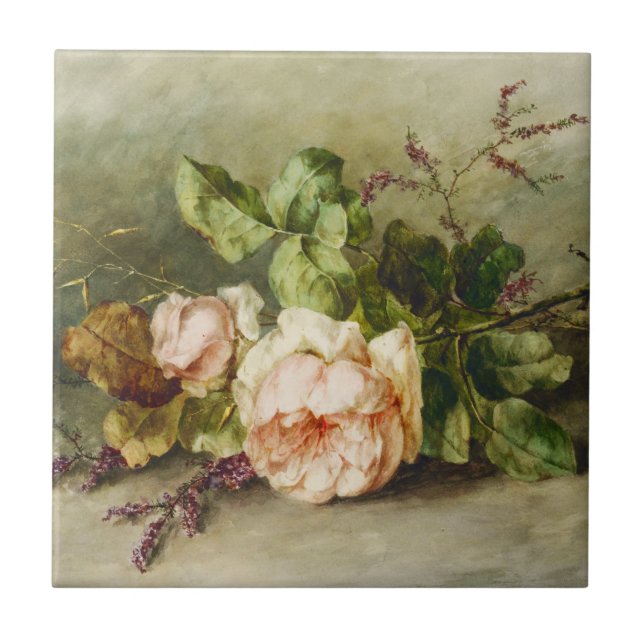 Vintage Roses by Margaretha Roosenboom Ceramic Tile (Front)