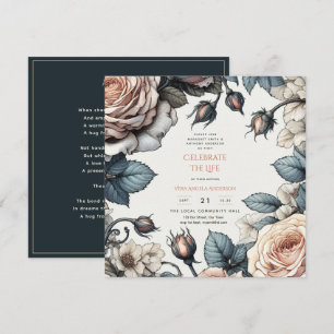 Vintage Roses Celebration of Life Memorial Poem Invitation