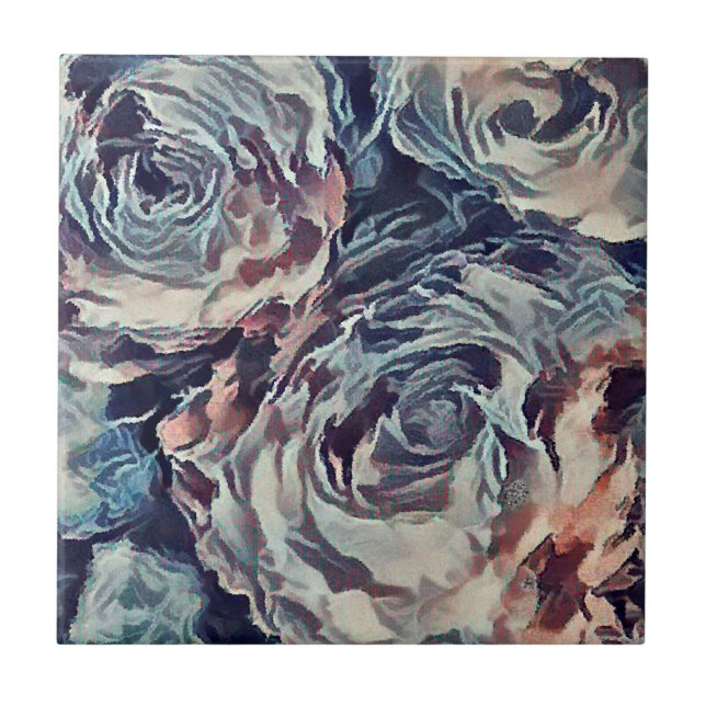 Vintage roses ceramic tile (Front)