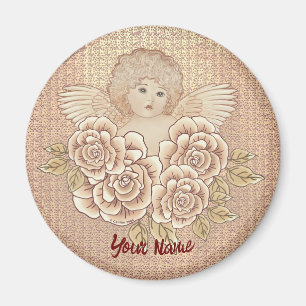 Vintage Roses Cherub Angel  Magnet