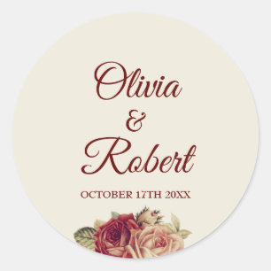 Vintage Roses Classic Round Sticker