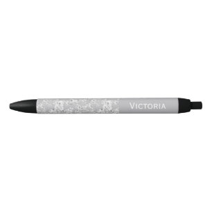Vintage Roses Custom Name  Blue Ink Pen