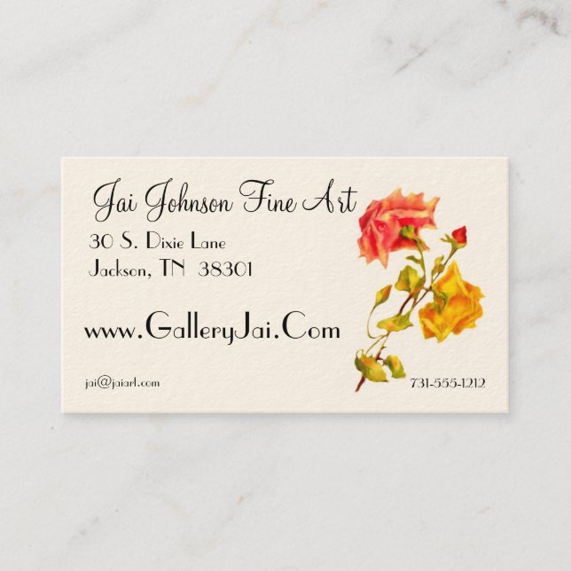 Vintage Roses Customisable Business Cards (Front)