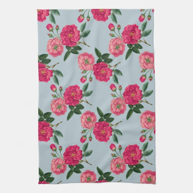 Vintage Roses Design Tea Towel (Vertical)
