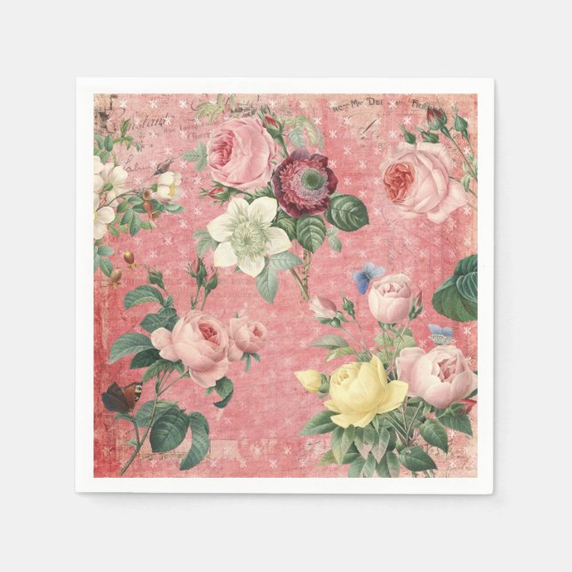 Vintage Roses Elegant French Collage Napkin (Front)