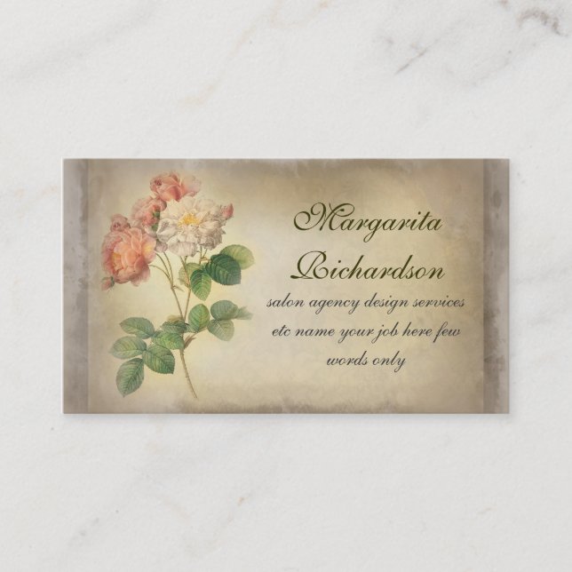 vintage roses elegant grungy business cards (Front)