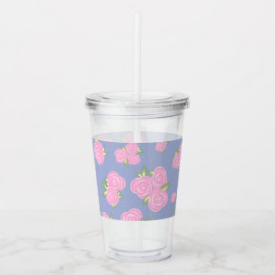 Vintage roses floral pattern acrylic tumbler