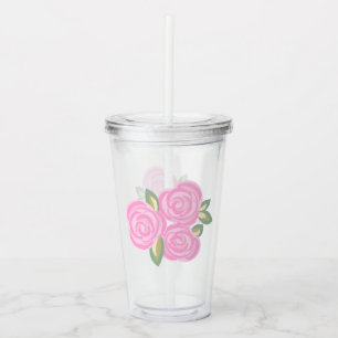 Vintage roses floral pattern acrylic tumbler