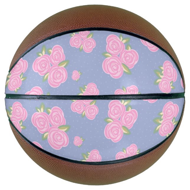 Vintage roses floral pattern basketball (Front)