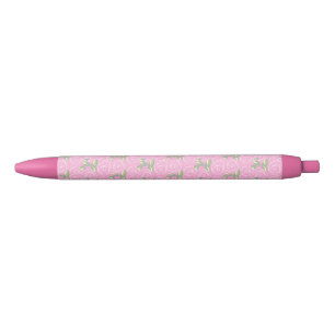 Vintage roses floral pattern black ink pen