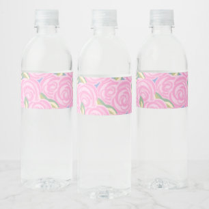 Vintage roses floral pattern water bottle label