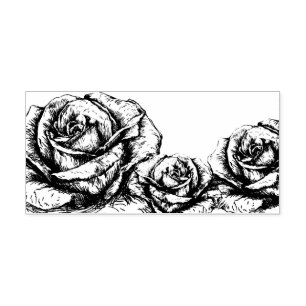 Vintage Roses Floral Rubber Stamp