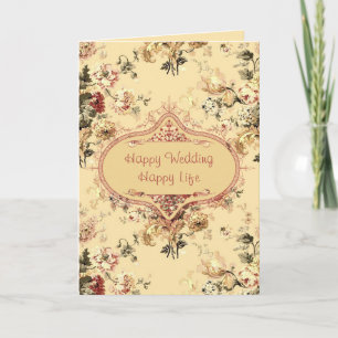 Vintage Roses Floral Wedding Congrats Card