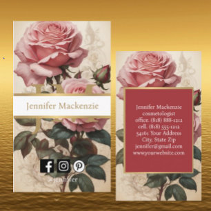 Vintage Roses Gold Pretty Pink Business Card