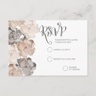 Vintage Roses Grey Wedding RSVP Cards