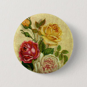 Vintage Roses Grunge 6 Cm Round Badge