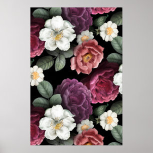 Vintage Roses Illustration Art Poster