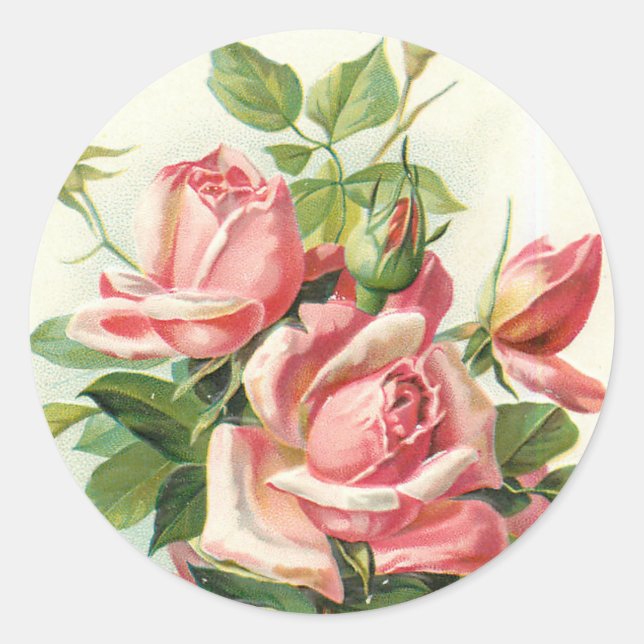 vintage roses in pink stickers (Front)