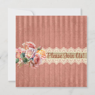Vintage Roses Lace Shower  Invitation