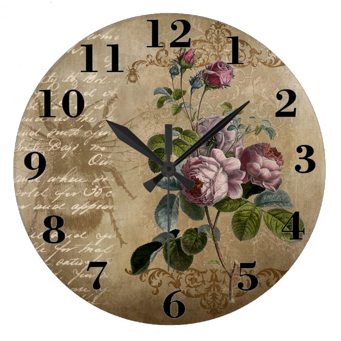 Vintage Roses Large Clock | Zazzle.com.au