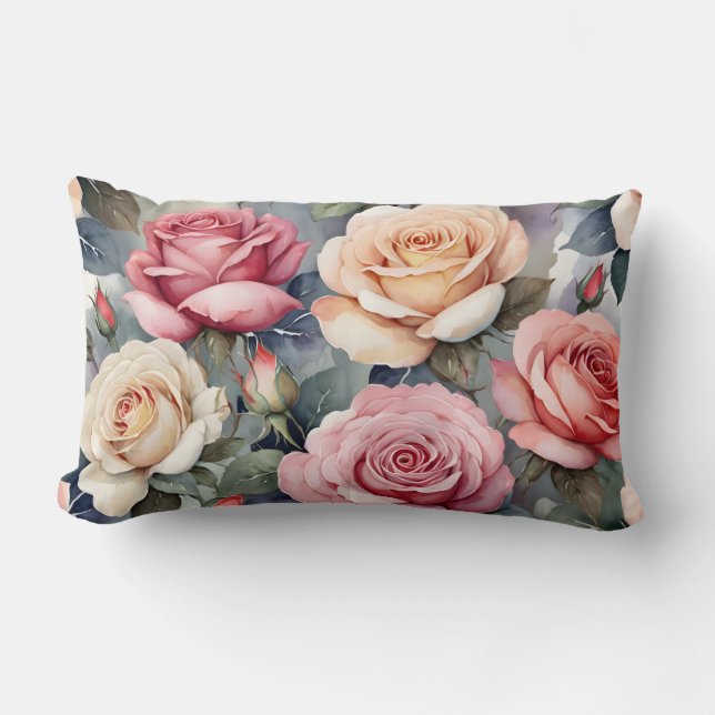 Vintage roses lumbar cushion (Front)