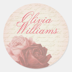Vintage roses monogram / name floral sticker