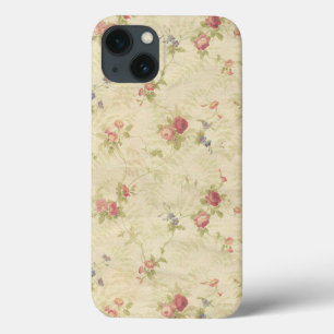 Vintage Roses old distressed fabric pattern iPhone 13 Case