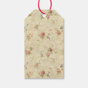Vintage Roses old distressed fabric pattern Gift Tags